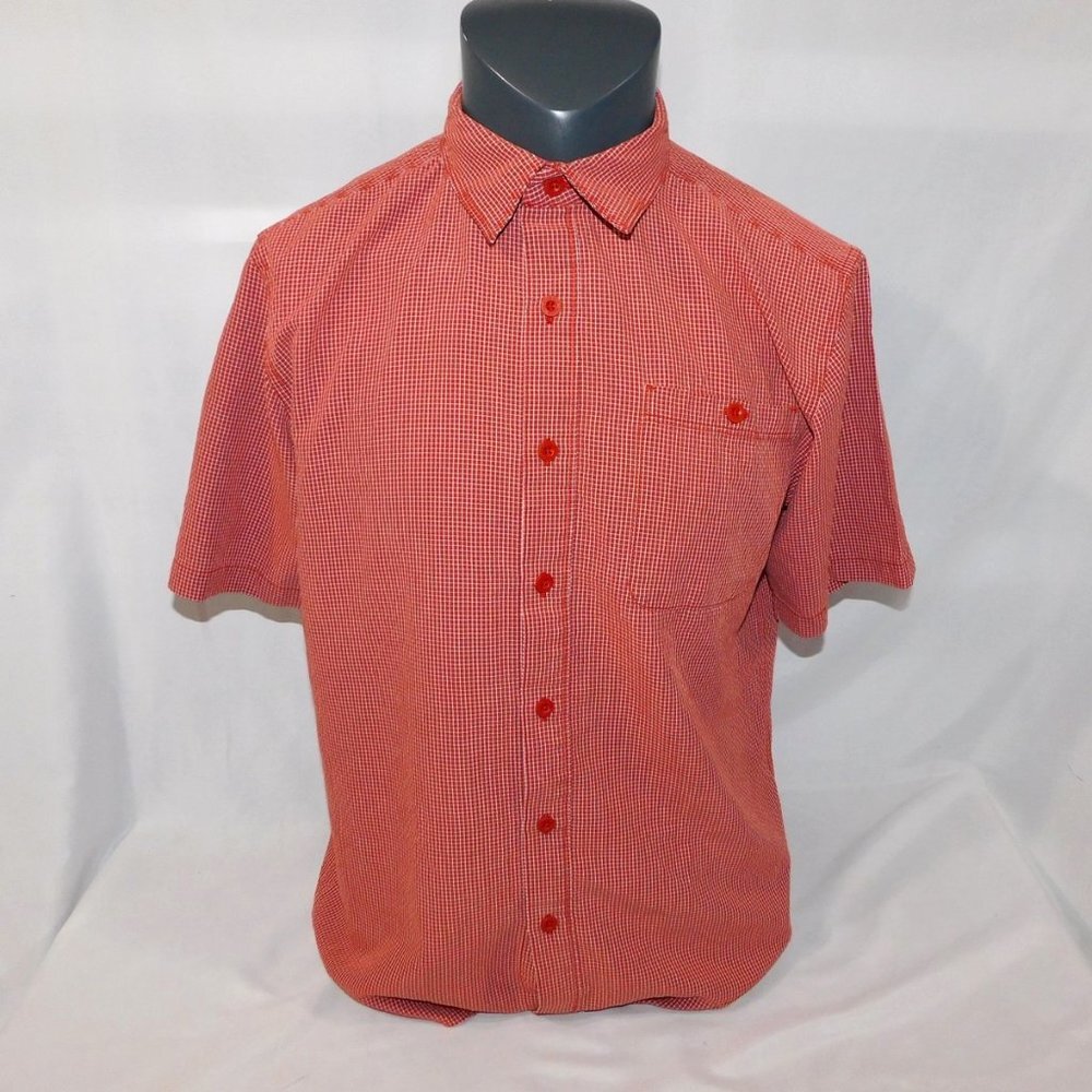 The North Face Red White Plaid Check Button Front short sleeve Shirt Mens M